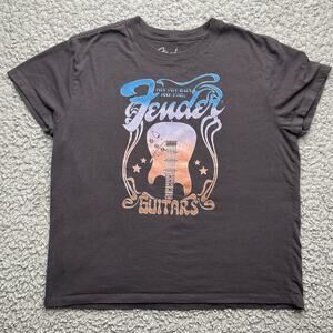 Fender Guitars Shirt Womens XL Short Sleeve Crewneck Hippie Retro Graphic